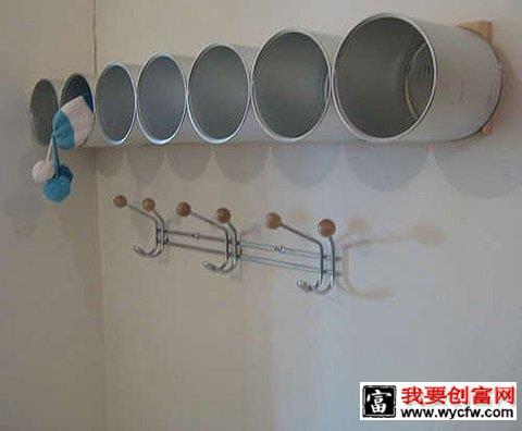 用奶粉罐制作的墙壁收纳挂到墙壁上3