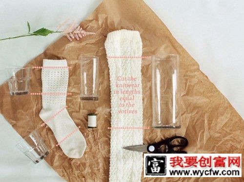 利用白袜子DIY怀旧纯美针织花瓶套2